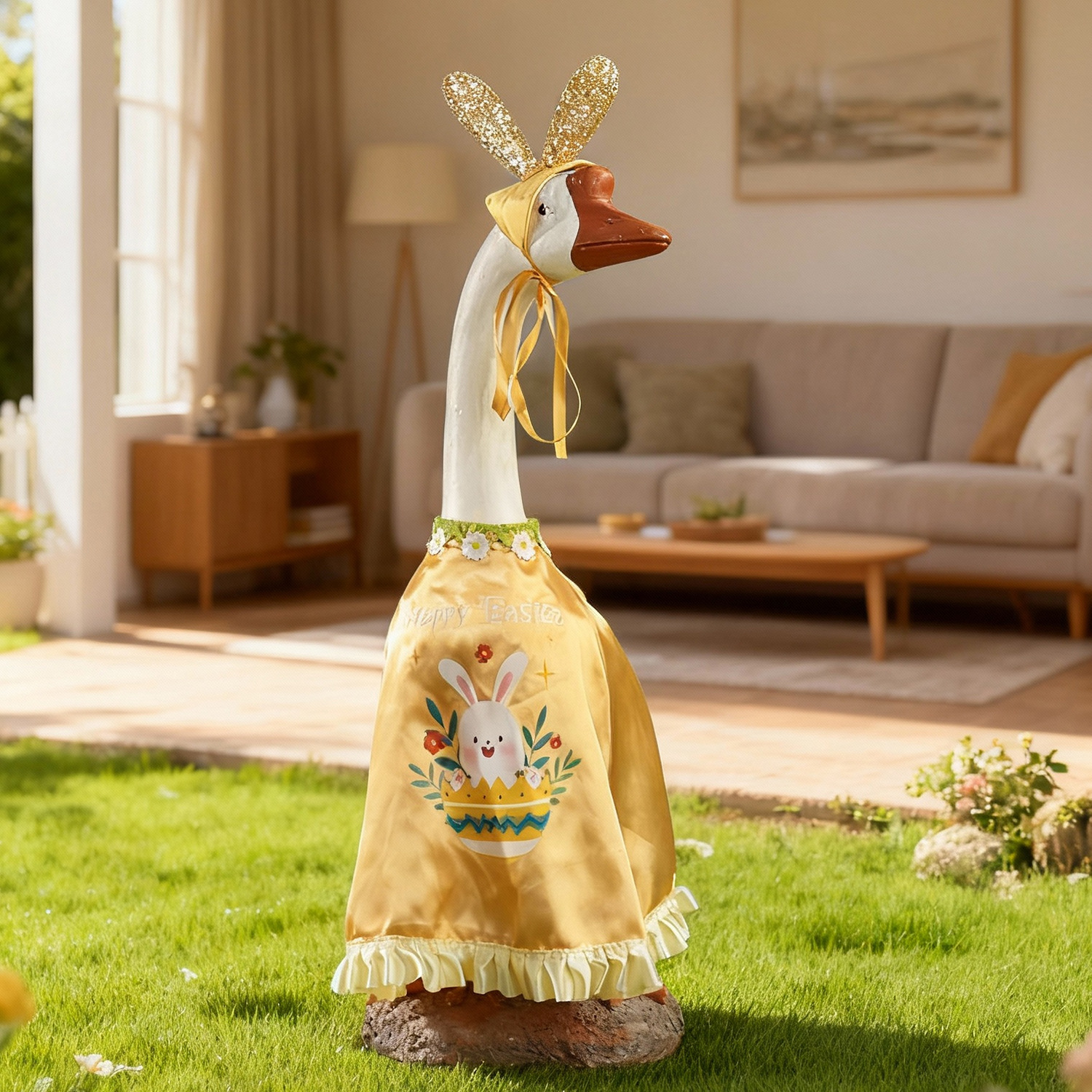 Decoración de Ganso Blanco para Pórtico de Navidad y Pascua, Cambiable con Concha de Conejo — imagen 8