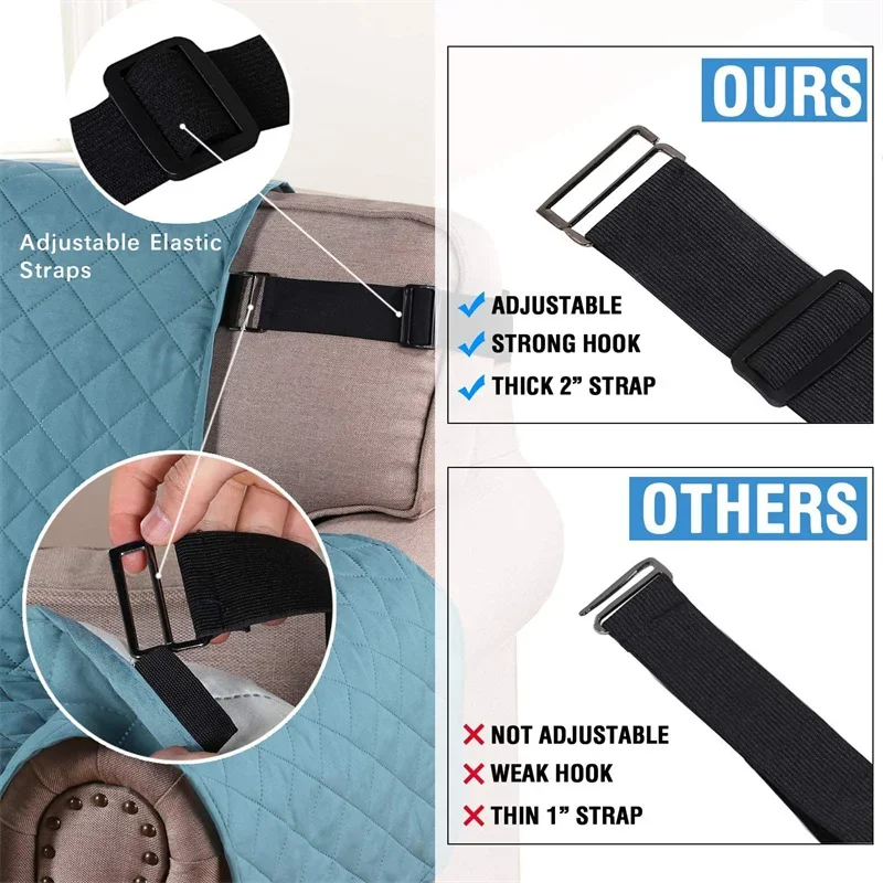 Waterproof Recliner Cover Snap Fixed Pet Dog Kids Sofa Mat Couch Slipcovers For Living Room Dustproof Furniture Protector Covers — image 4