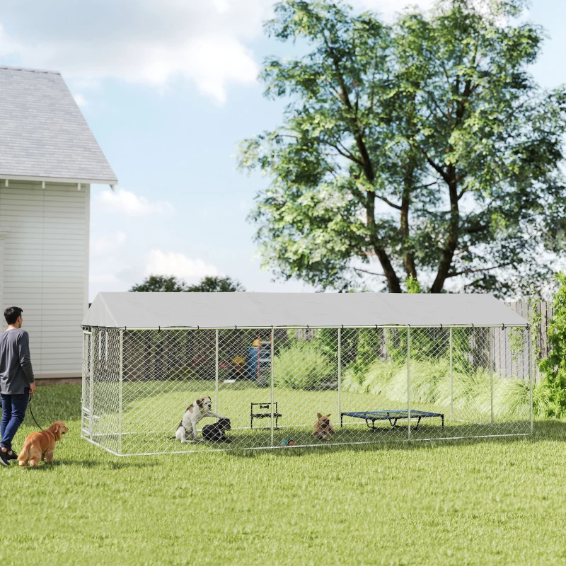 Dog Kennel Outdoor Dog Run Waterproof UV-Resist Cover Lockable Door Adjustable Bowls 20 X 7.5 X 6.5ft, Multiple Packages — imagen 8