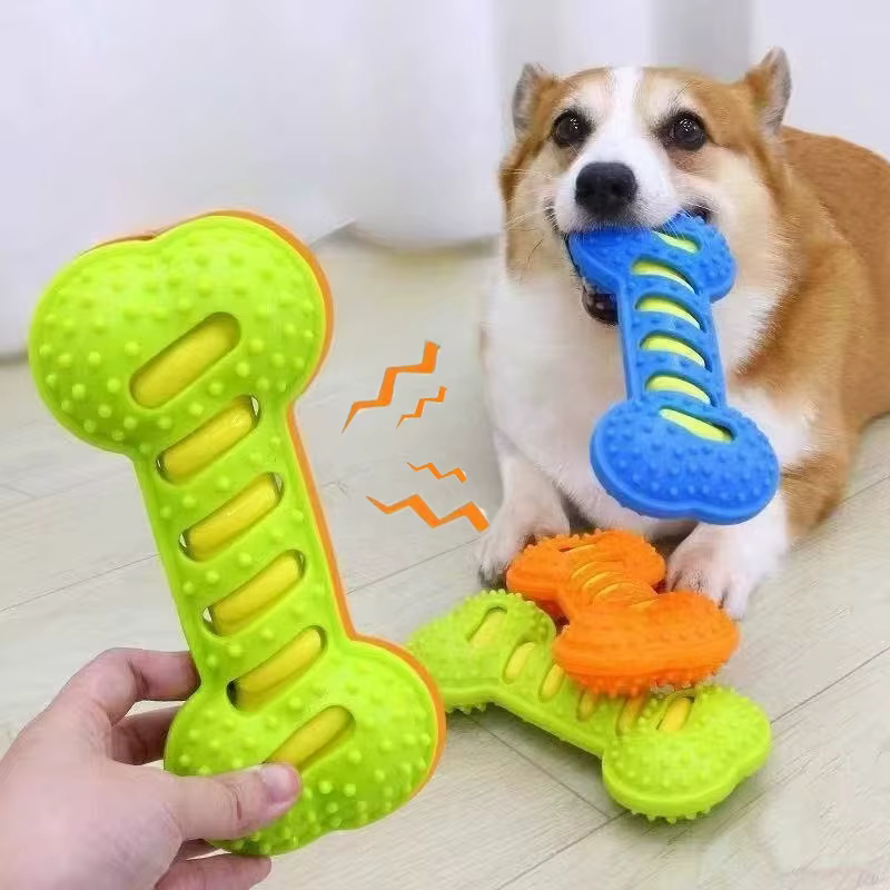 Pet Dog Chew Toys Rubber Bone Toy Bite Resistant Puppy Interactive Stick Puppy Chewing Toy Squeaky Interactive Dog Toys — image 1