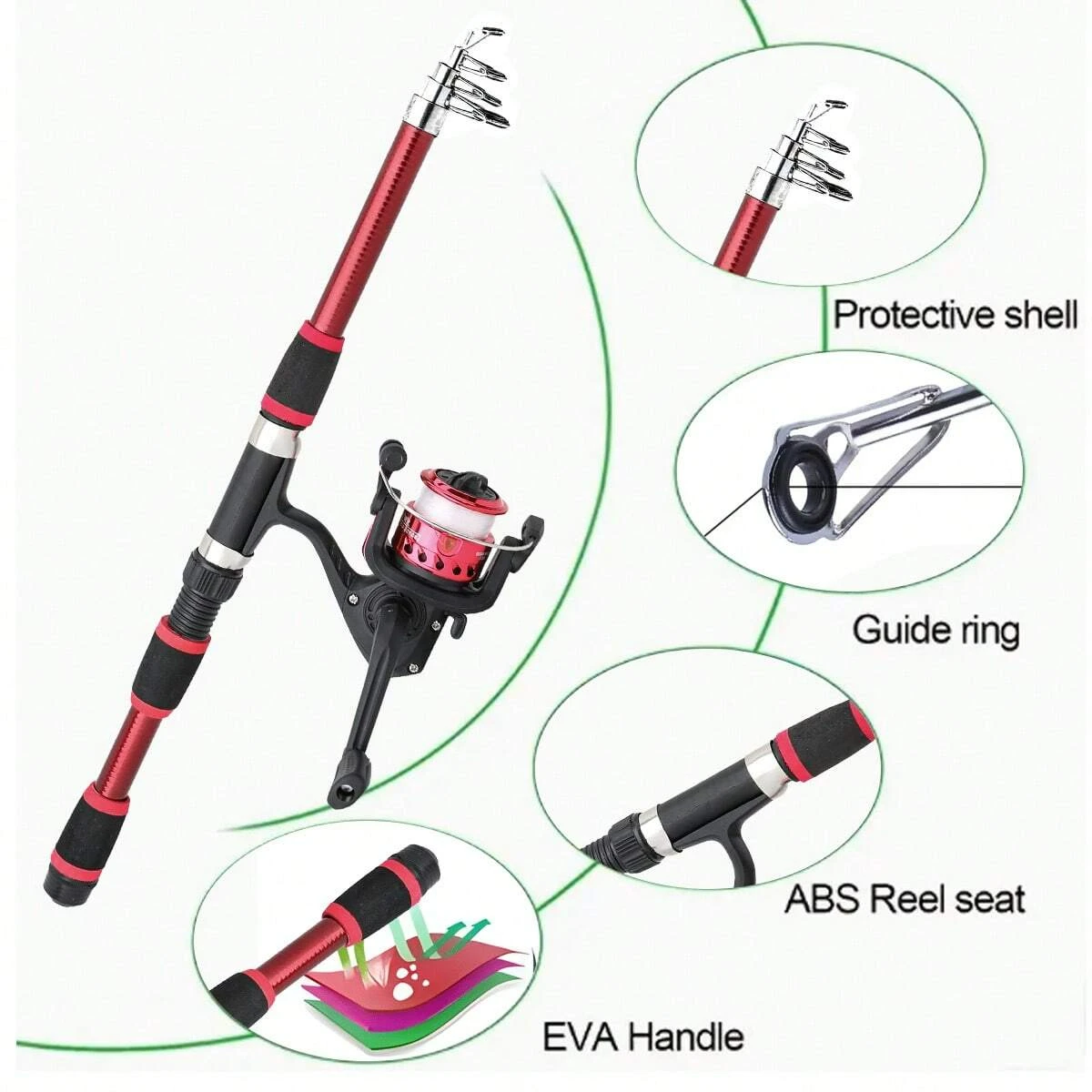 Beginner Fishing Rod Reel Combo Telescopic Spinning Fishing Pole Portable Starter Kit for Outdoor Freshwater Saltwater Fishing — image 3