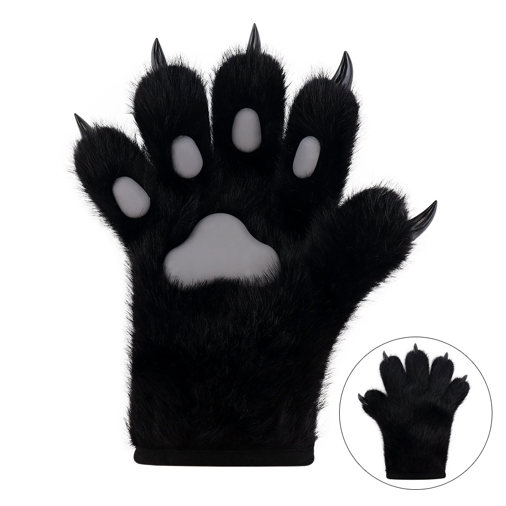 Halloween Fuzzy Costume Set with Realistic Bear Mask and Handmade Bear Paw Gloves for Cosplay and Convention Props — image 4