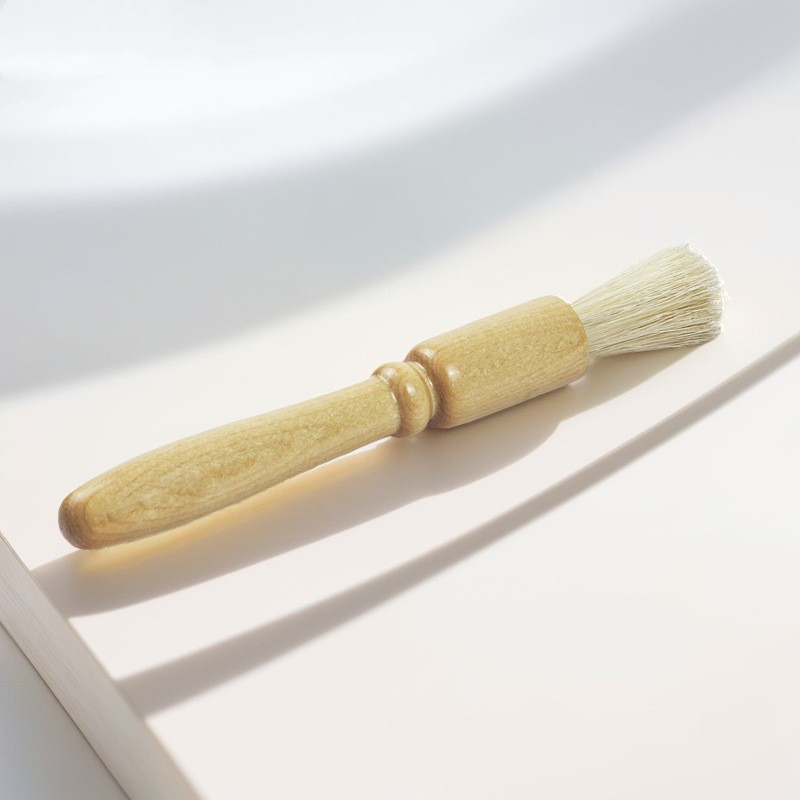 Coffee powder cleaning brush pig hair solid wood residue round head brush coffee machine bean grinder cleaning brush — image 3