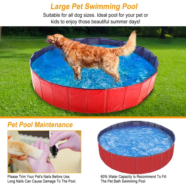 Piscina Portátil para Mascotas de PVC Plegable Baño de Perros y Gatos Playa Acuática — imagen 5