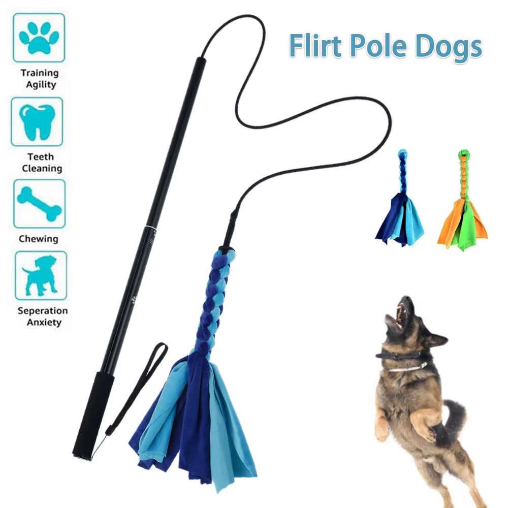 Dogs Flirt Lure Pole Stick Toys Pet Interactive Chasing Tail Teaser Wand Training Chewing Rope Cat Pet — image 1