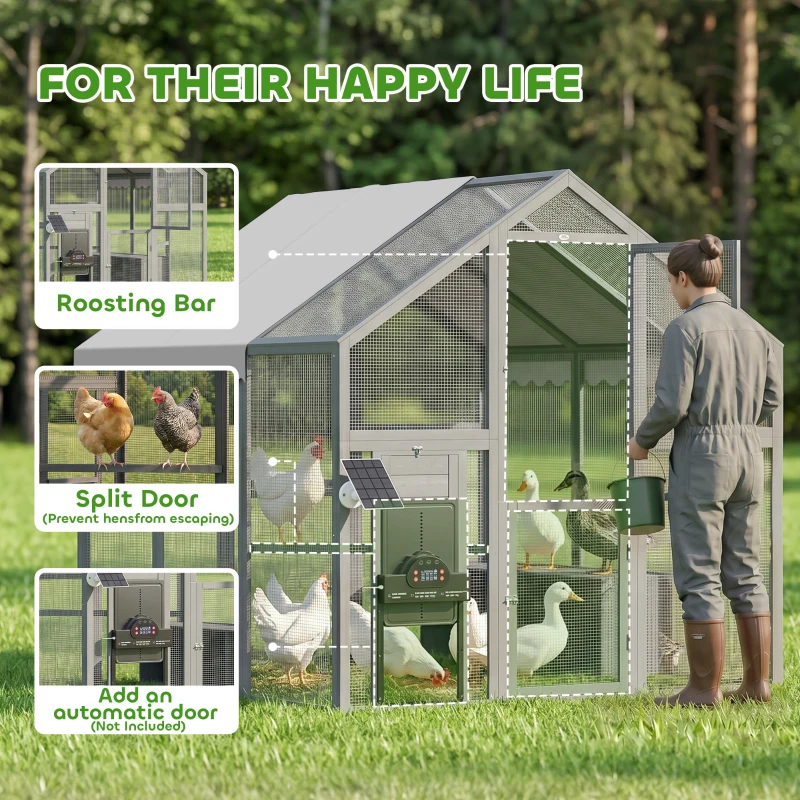 Large Wooden Chicken Run With Waterproof & Anti-UV Cover, For 6-8 Chickens, For Backyard, Farm, 5.5' X 6' X 6'Multiple Packages — imagen 10