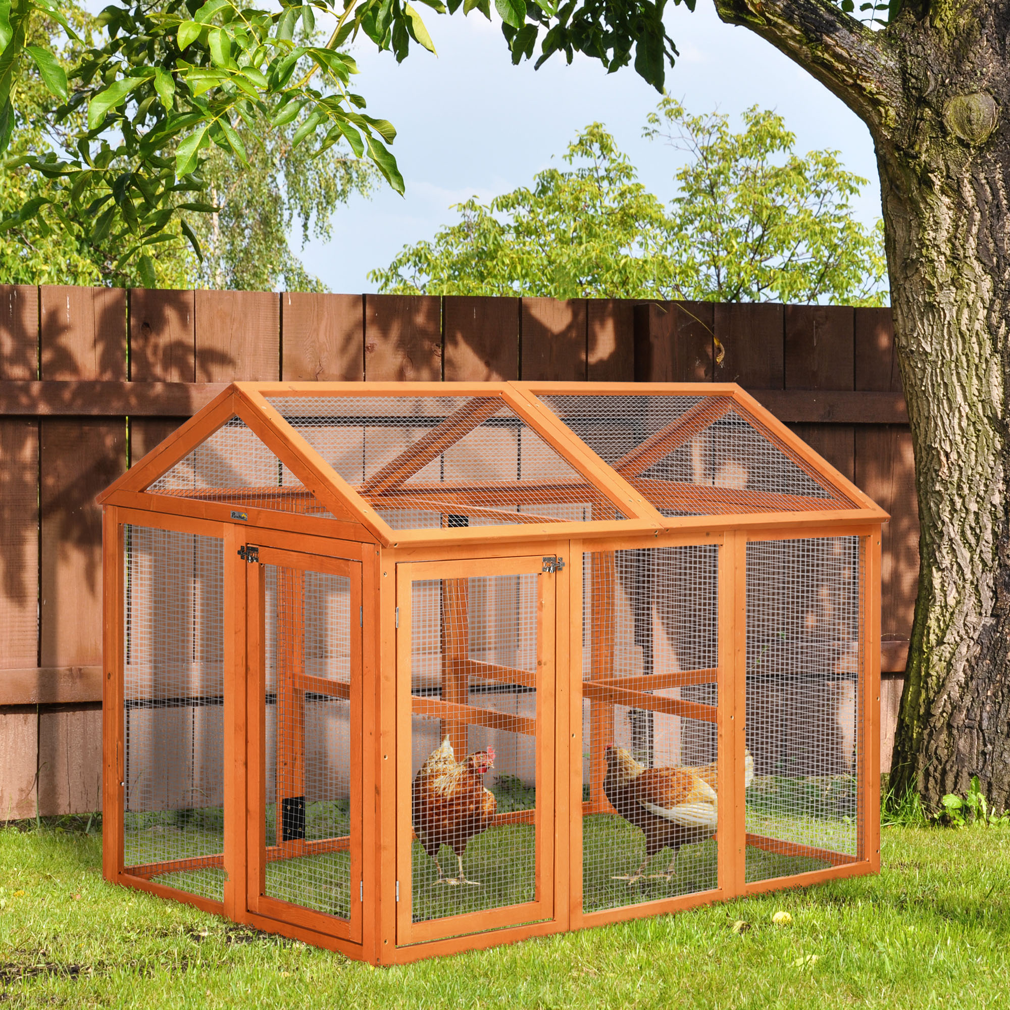 Casa de Pollos en Madera, Diseño Combinable con Perchas, 4.6 x 2.8, Naranja — imagen 2