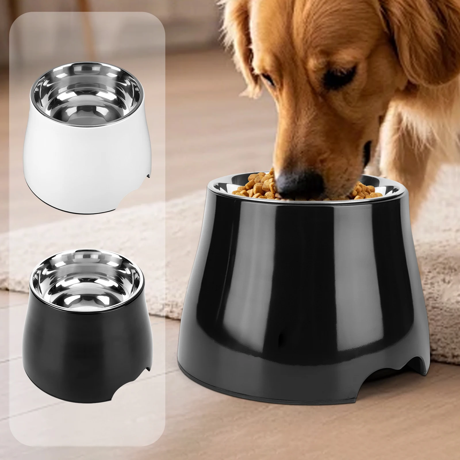 Bol de Alimento y Agua en Acero Inoxidable con Base Antideslizante de Goma para Perros, Gatos y Mascotas Pequeñas — imagen 1