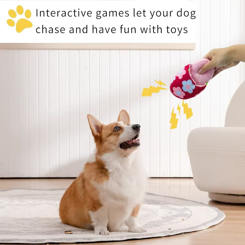 Durable Squeaky Plush Cartoon Dog Toy Cute Slipper Shape Plush Toys for Puppy Pet Interactive Teeth Training Toy Dog Accessories — image 2