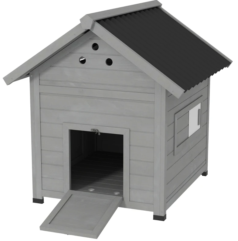 Casa de Madera para Mascotas con Techo Abordable y Puertas Dobles — imagen 6