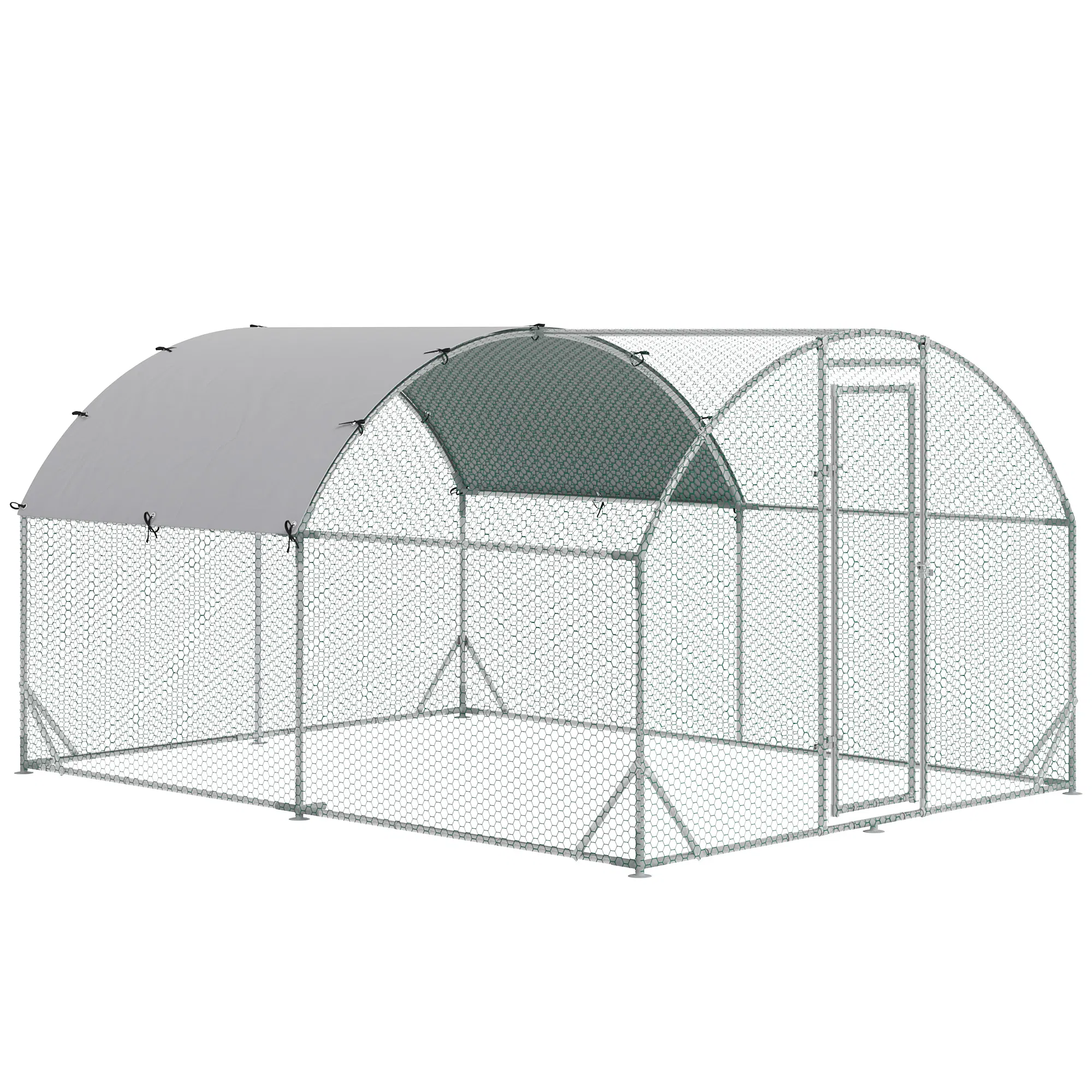 Galvanized Large Metal Chicken Coop Cage Walk-in Enclosure Poultry Hen Run House Playpen Rabbit Hutch with Cover for Outdoor Backyard 9.2' x 12.5' x 6.5' Silver — image 1