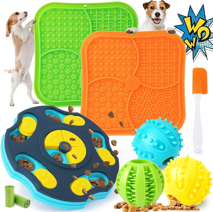 9-Pack Dog Enrichment Toy Set With Puzzle Toys And Lick Mats For Interactive Feeding And Training — image 1