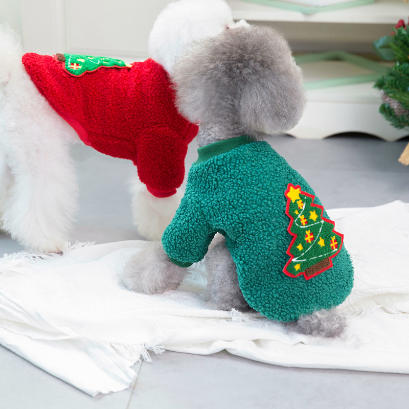Dog Clothes Autumn/Winter Pet Clothes Teddy Small Dog Pet Clothes Winter 21 Christmas Tree Velvet Clothes — image 7