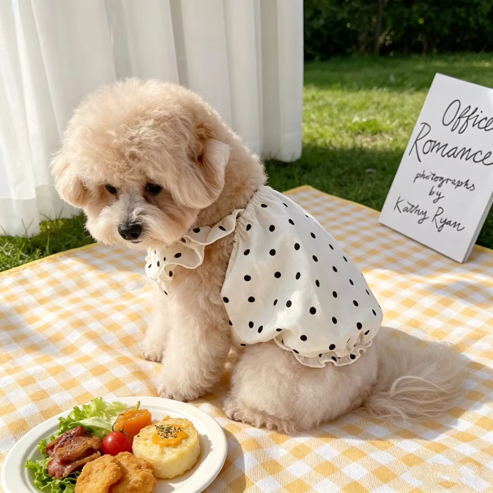 Camiseta clásica con puntos de polka para mascotas, vestido anti-caspa para mascotas, oso de peluche, ropa para gatos y perros pequeños y medianos — imagen 1