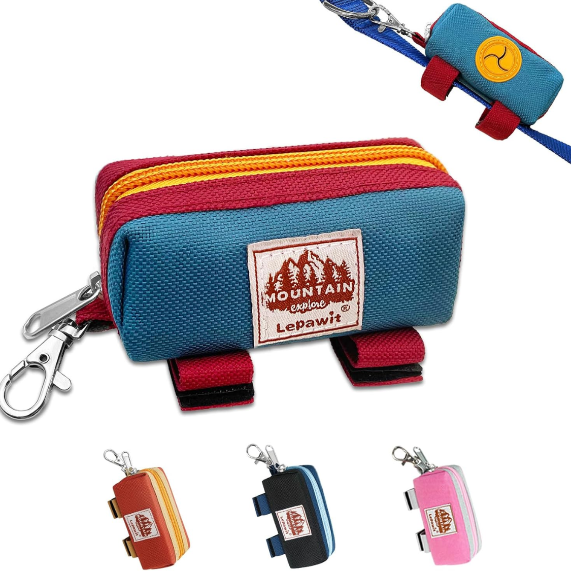 Portador de Bolsas para Excrementos Caninos con Cierre Zipper y Corchete Metálico, Pouch de Almacenamiento con Velcro y Cinturón para Caminatas Diarias — imagen 1