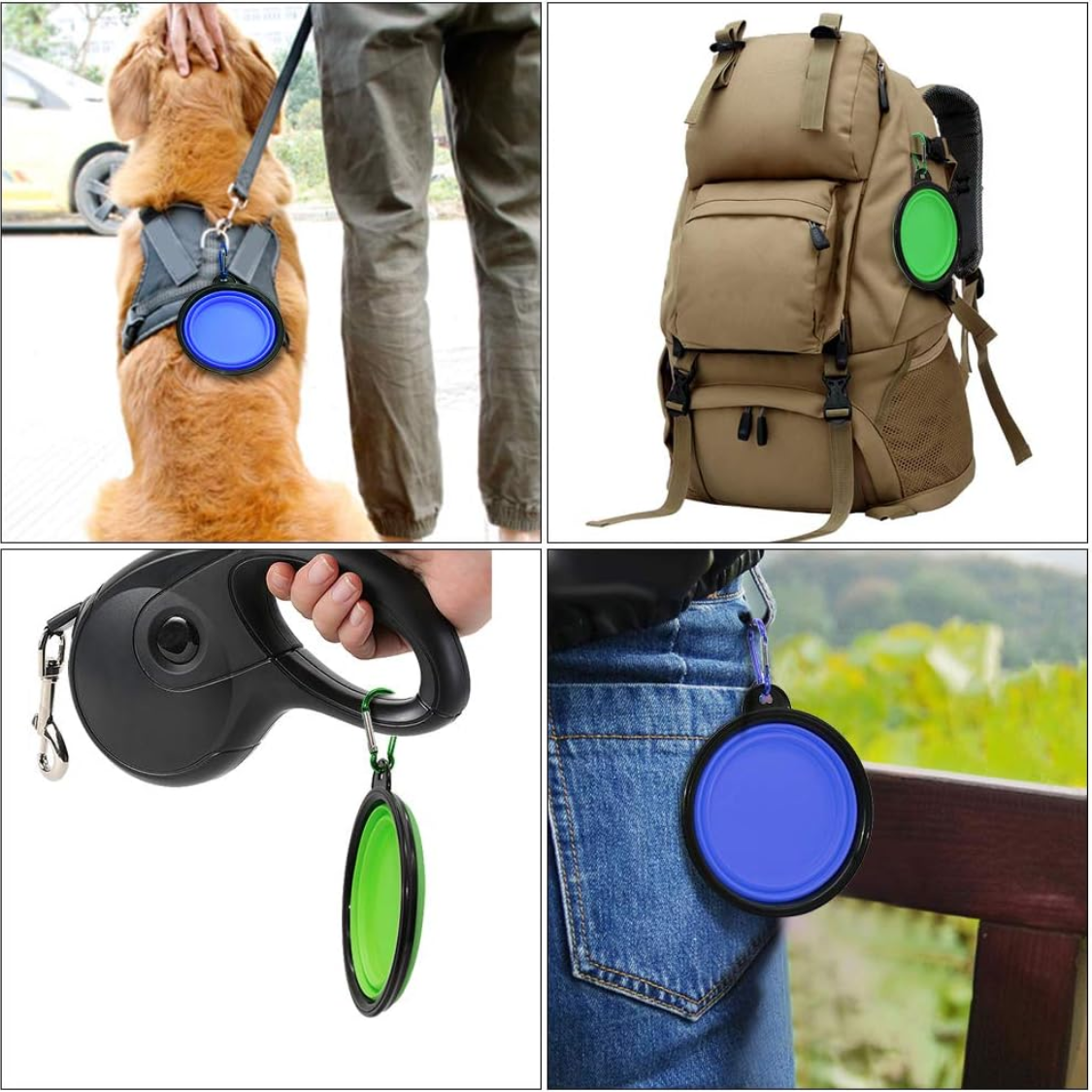 Bolsas de Comida para Perros Colapsables, 2 Piezas - Para Gatos y Perros, Platos Portátiles para Alimentación y Hidratación en Viajes con 2 Corchetes — imagen 4