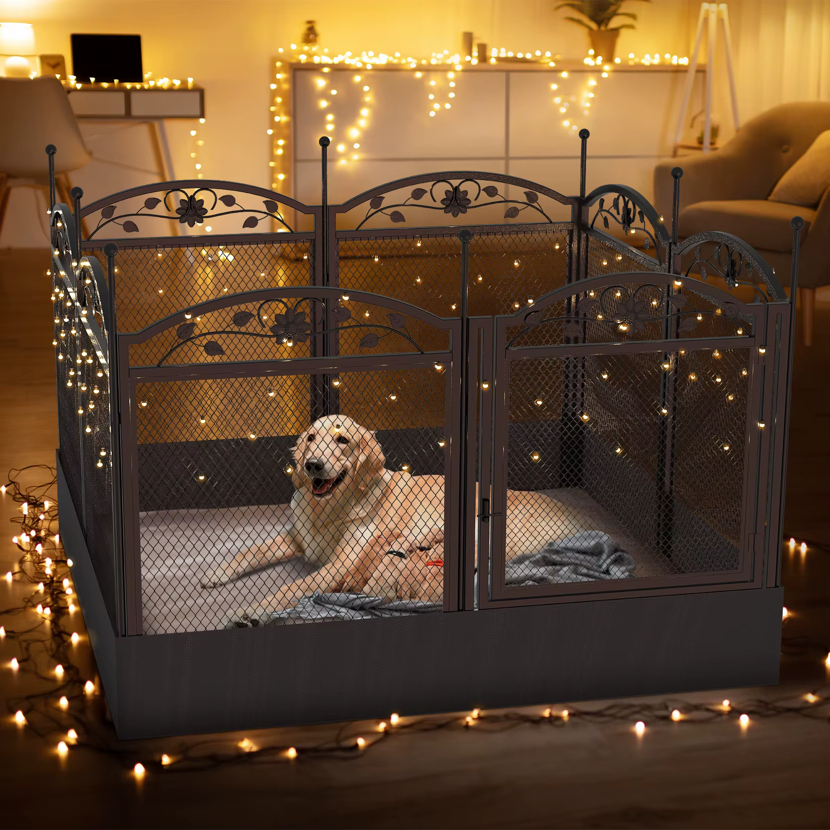 8 Panels Metal Dog Playpen with Fertility Mat and Gate Foldable Heavy Duty Pet Whelping Box Exercise Fence Cage Kennnels — image 2