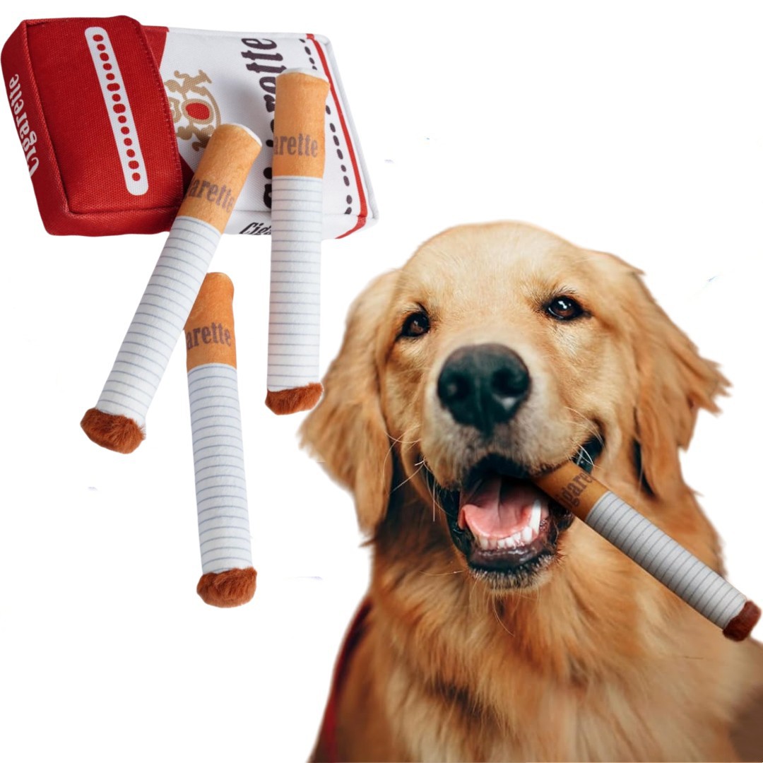 Dog cigarettes with box, sound making toys, pet toys, bite resistant and grinding plush toys, cat supplies — image 1