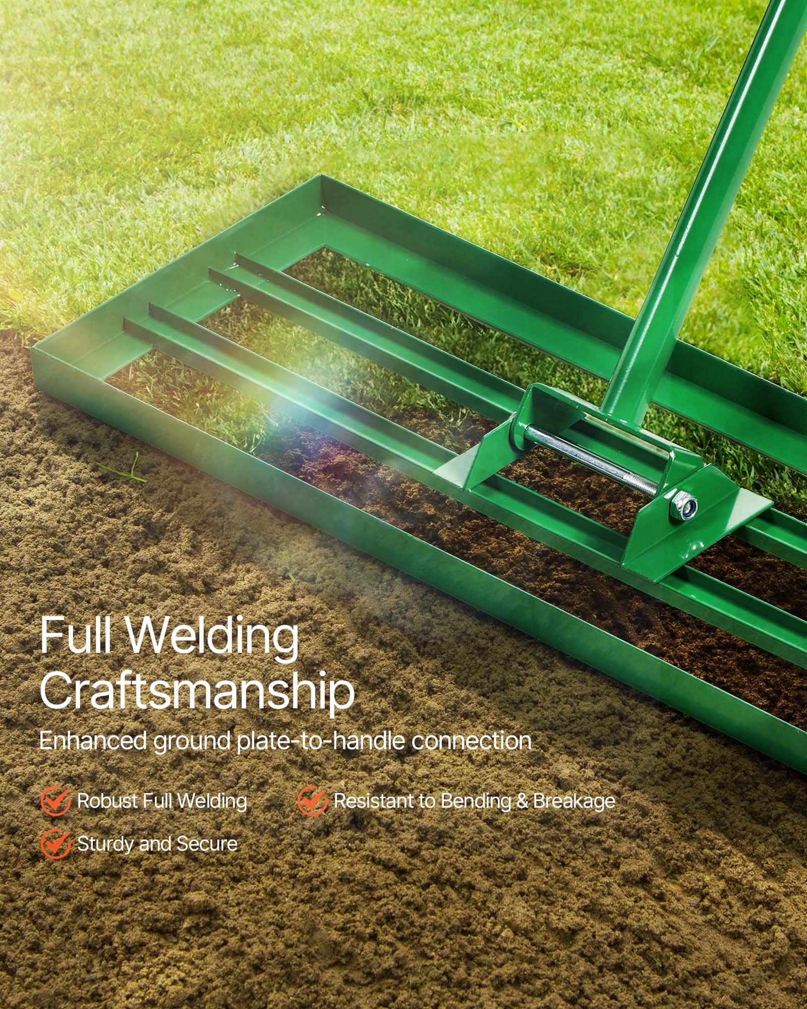 Rasadora de Nivelación para Jardín, 30"x10", Herramienta de Nivelación Pesada con Manija de Acero de 78", Rasadora de Jardín para Cuerpo de Golf, Granjas y Jardines — imagen 5