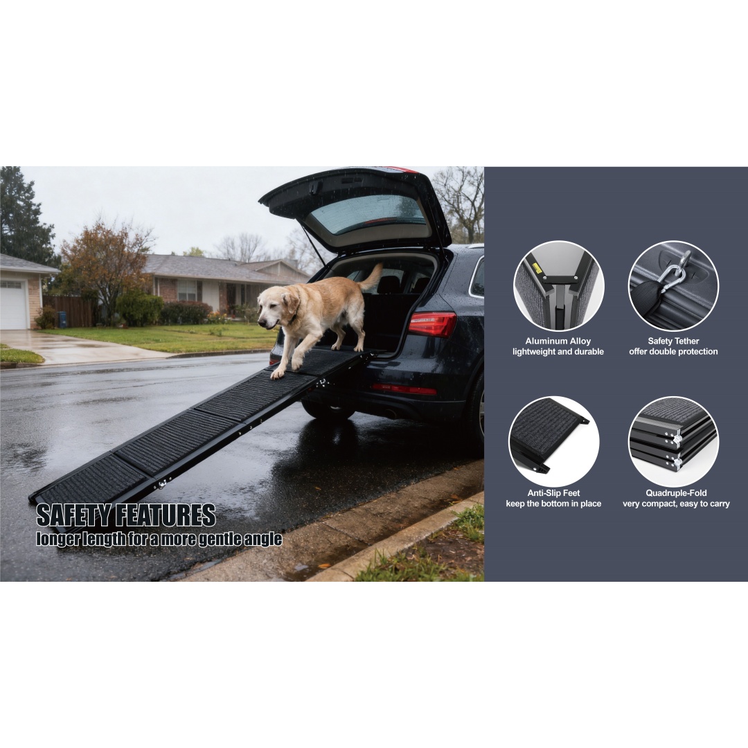 Dog Ramp For Car 71 Long 19.5 Wide Portable Dog Ramps For Large Dogs With Non-Slip Rug Surface Dog Car Ramp For SUV Car Truck, Folding Dog Ramp Up To 250LBS — imagen 13
