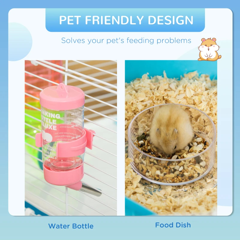 Hamster Cage With Tubes And Tunnels, Portable Carry Handles, Rat House And Habitats Big 5-Tier Design, Mouse Cage Includes Exercise Wheel, Water Bottle, Food Dish, Light Blue — imagen 3
