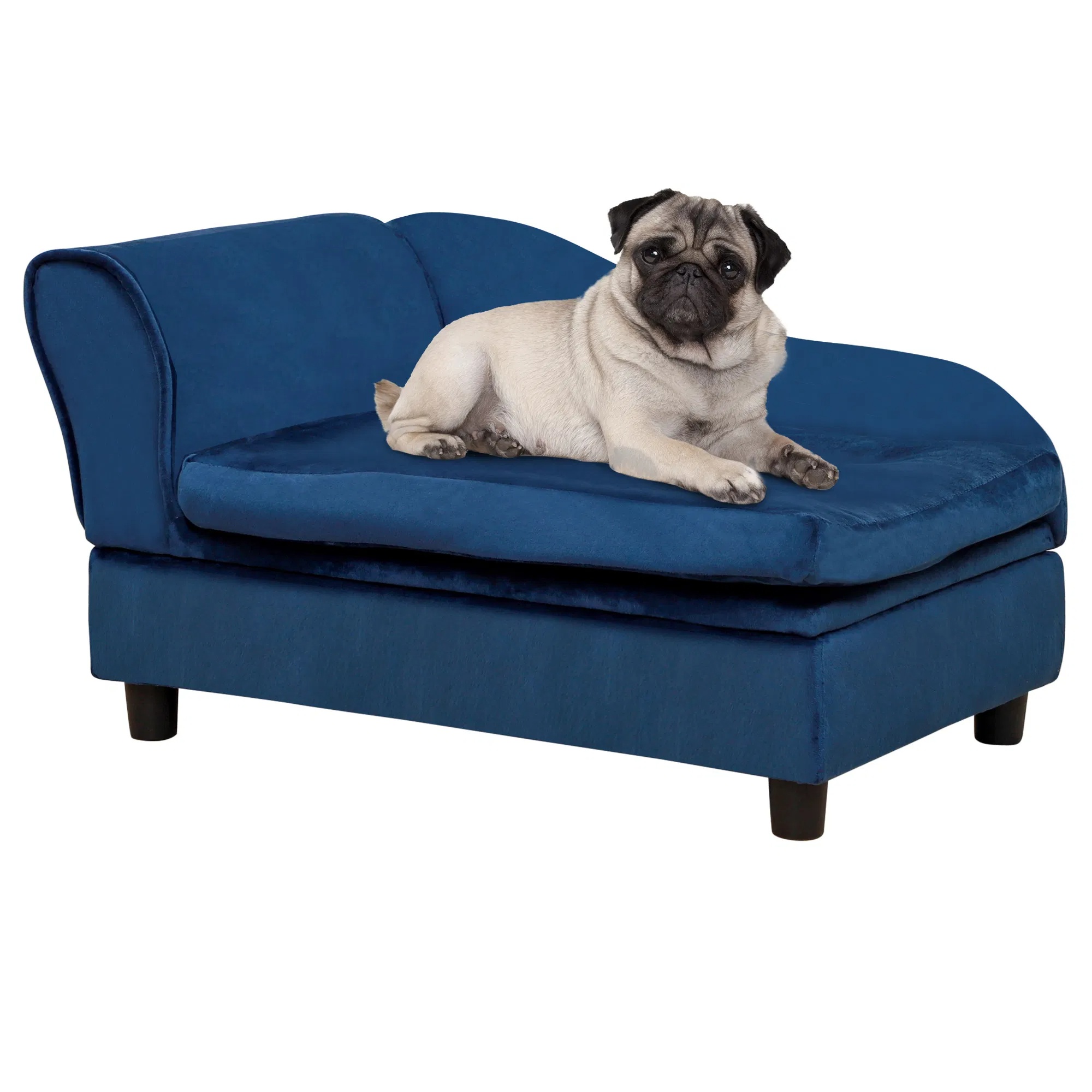 Pet Sofa Bed With Storage, Cushy Couch For Cats And Small Dogs, Soft Foam Couch, Modern Pet Furniture, Blue — image 1