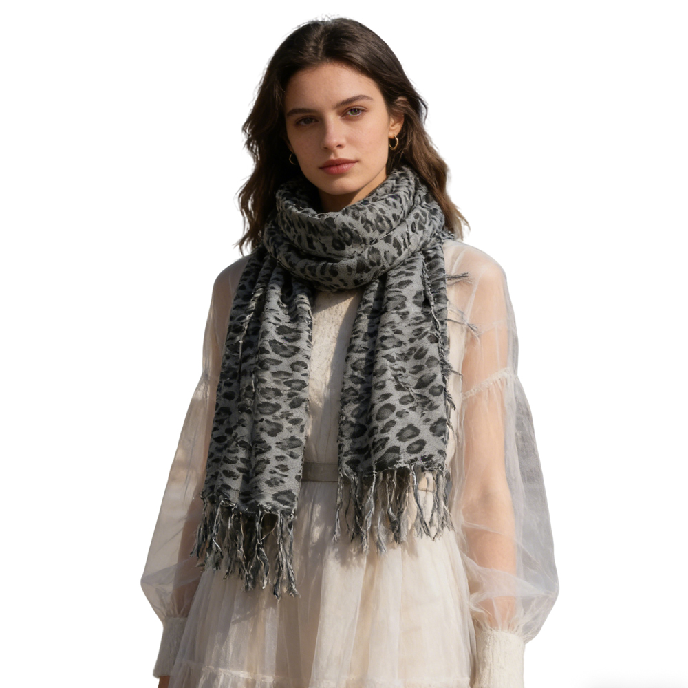 2pcs Minimalist Head Scarf, Grey Leopard Square Scarf, Luxe Look For Evening Wear, Scarf, vacation, daily Life, evening Party, Office Appropriate Subtlety For Women Men — image 1