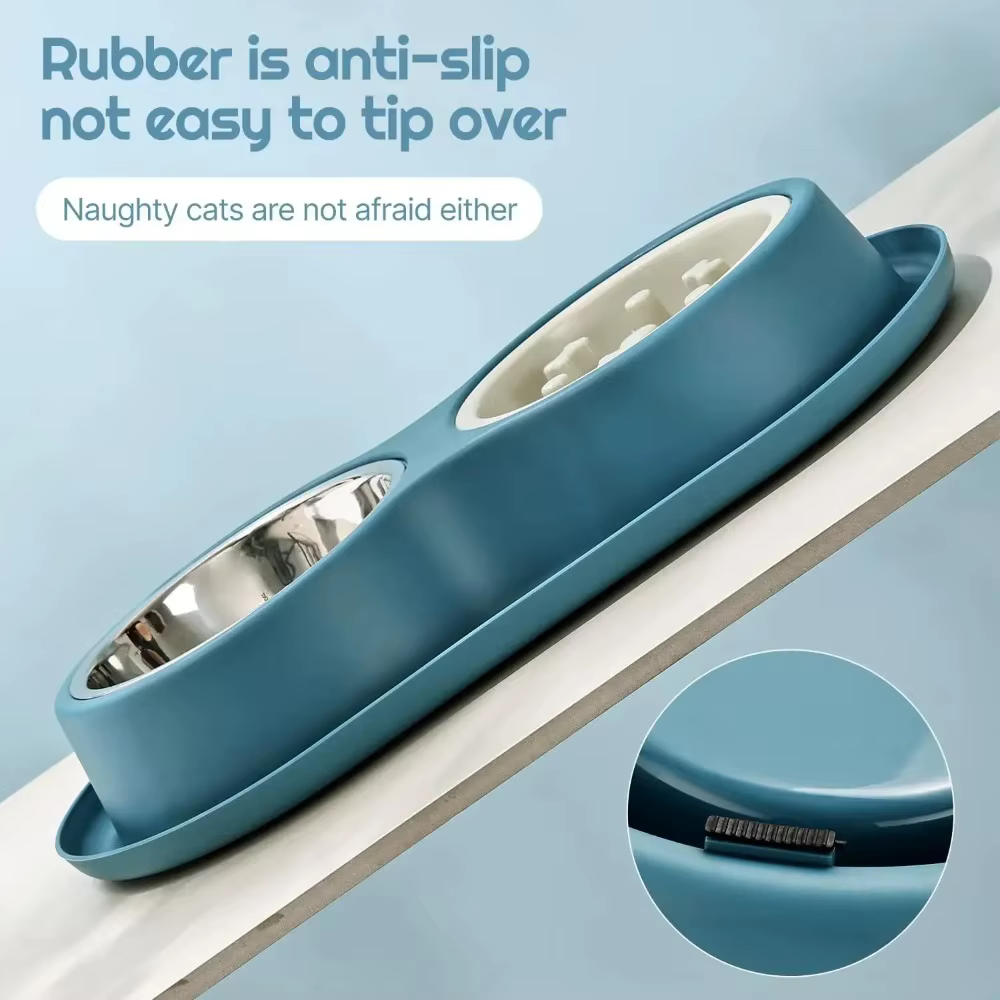 Bol de Alimentación para Gatos en Acero Inoxidable con Base de Silicón Anti-Gresca para Perros y Gatos Comida Lenta para Prevenir Ahogamiento Canino — imagen 4
