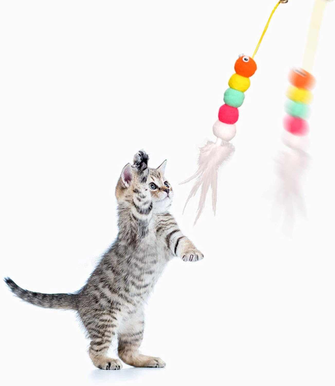 Juguetes para Gatos de Interior - Juguetes Interactivos para Gatos en Casa 200cm Colgador de Gato Autoestimulante con Cuerda Retráctil Nylon Alivio de Estrés — imagen 2