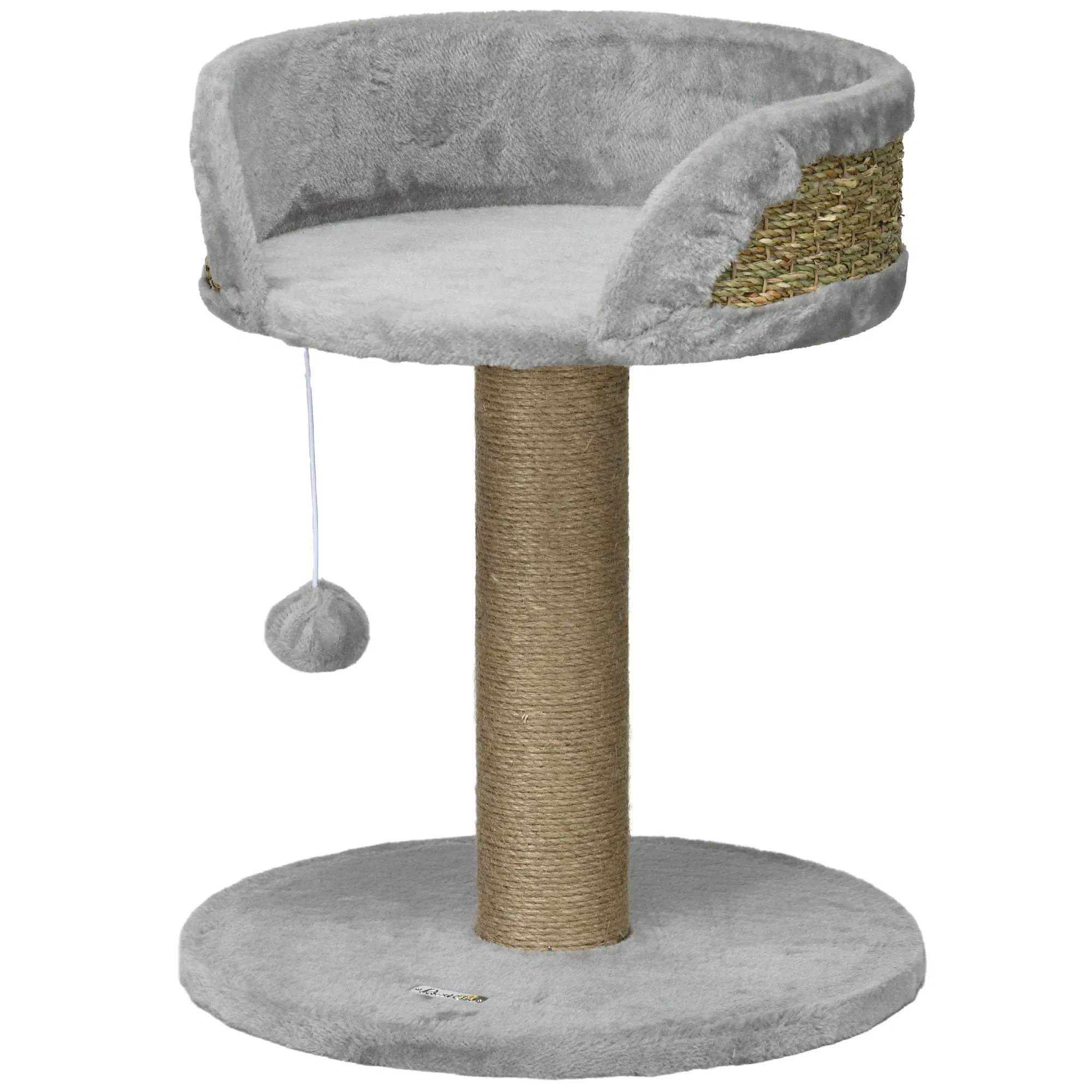 Cat Tree with Scratching Post, Toy Ball, Perch, Small Cat Tower for Indoor Cats - 16" x 16" x 19", Grey — image 1