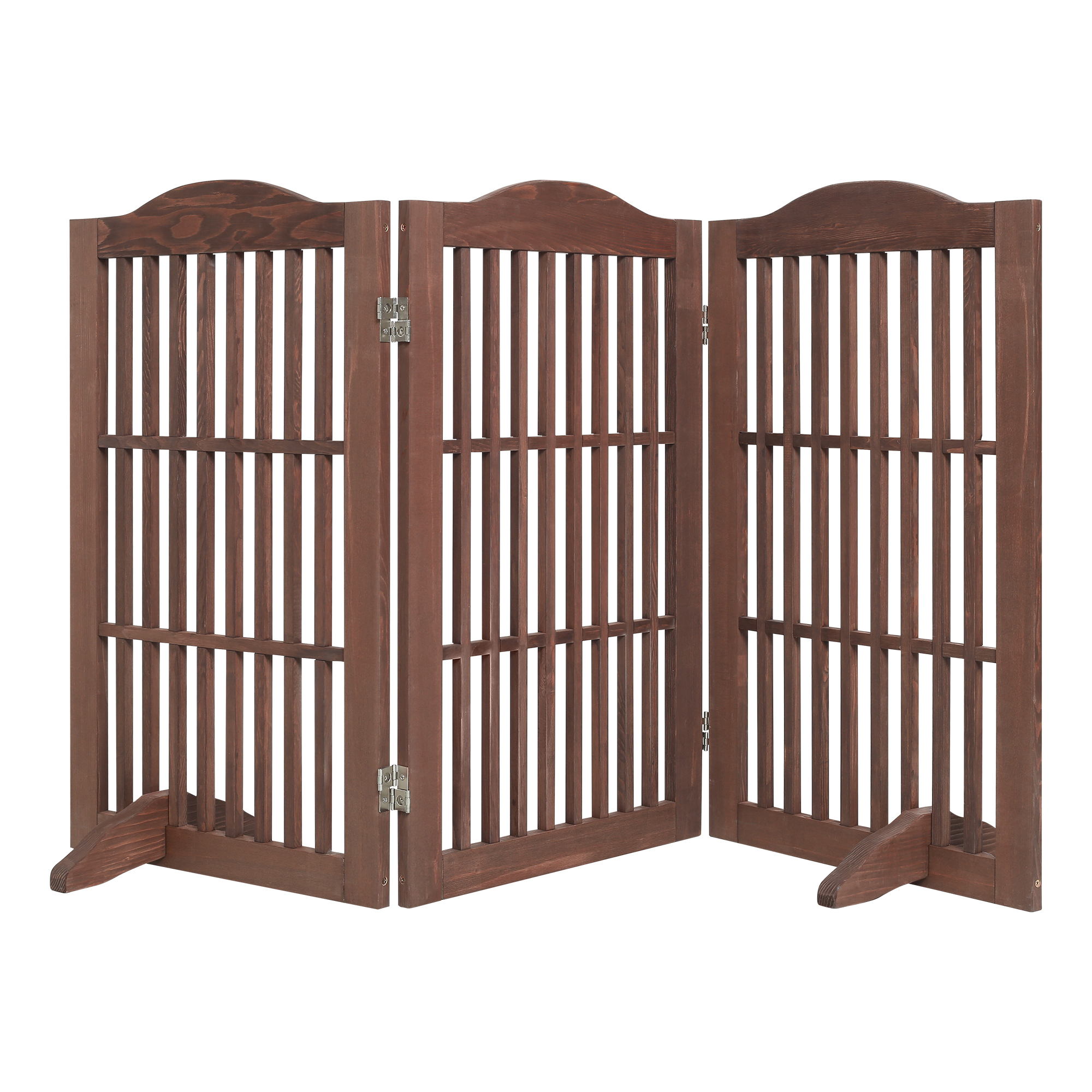 Wooden Freestanding Foldable Pet Gate for Dogs, 30 inch 3 Panels Step Over Fence, Dog Gate for The House, Doorway — image 2