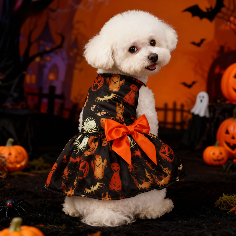 Pet Halloween Dog Costume Bat Dress Pumpkin Festival Dog Clothing — image 3