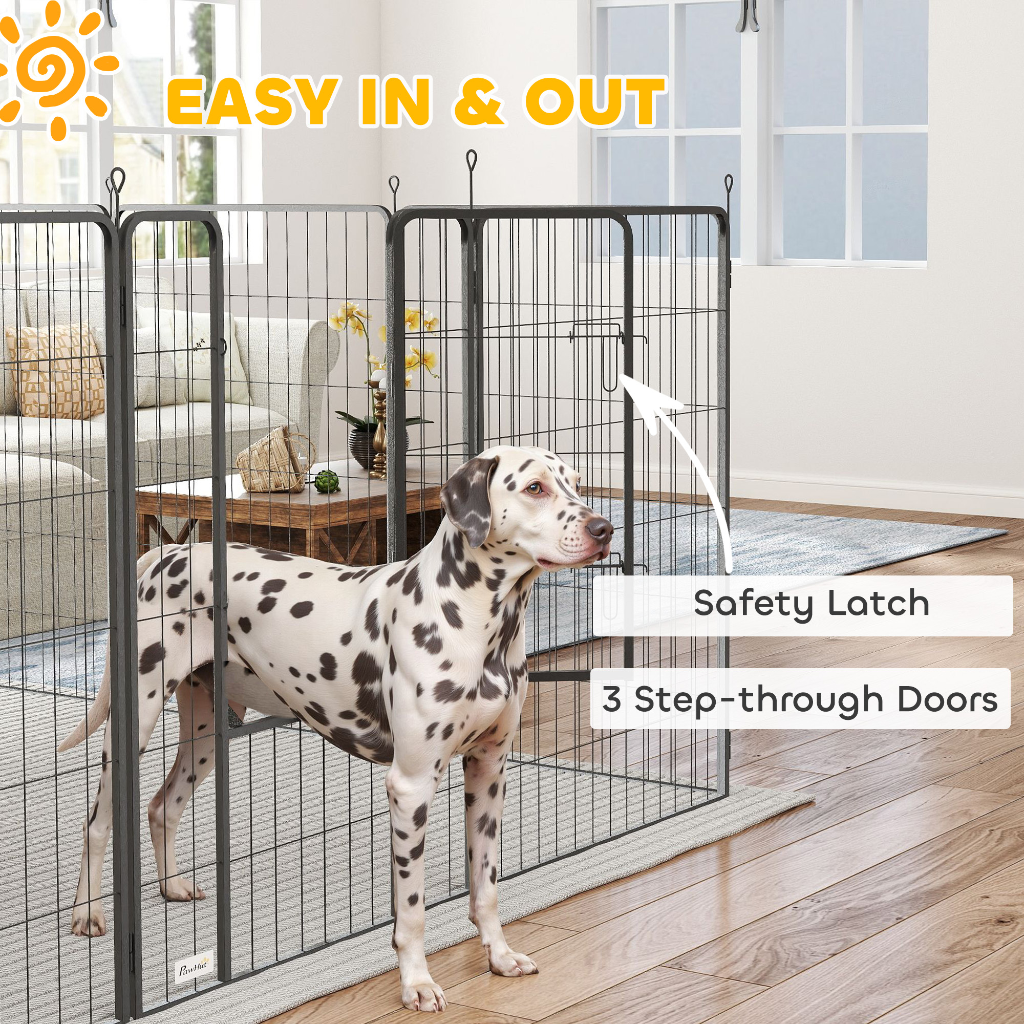 Cubo de Juego para Perros Indoors y Outdoors, 24 Paneles 44.5 cm Alto, Cierre con Puerta, Fencing para Ejercicio Canino DIY Negro — imagen 5