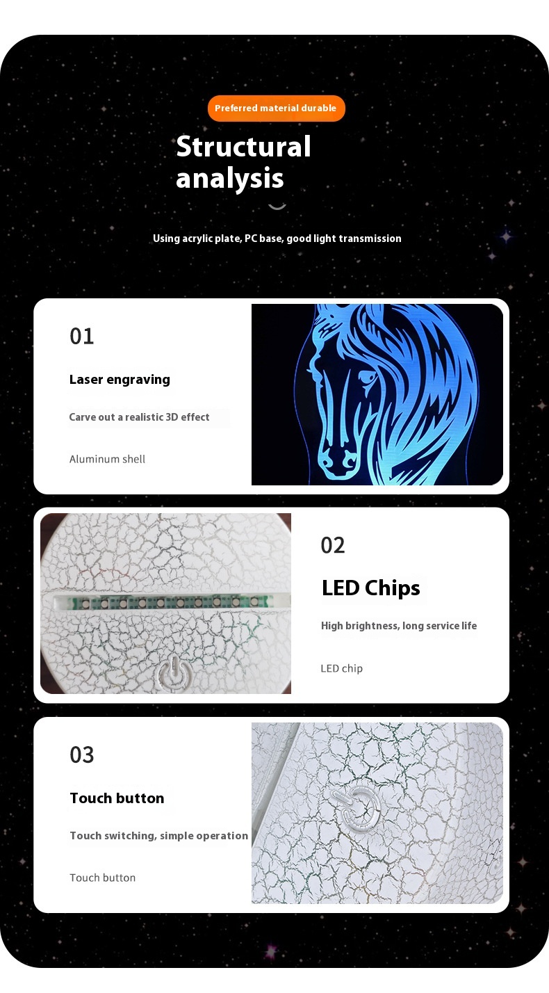 Horse Head Series Colorful Touch Remote Control 3D Table Lamp — image 4