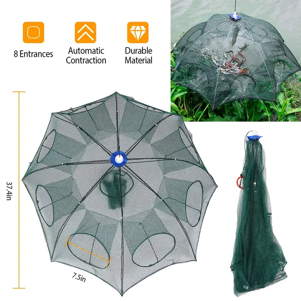 Redes de Pescar para Cangrejos y Camarones con Bolsa de Cebo Reversible