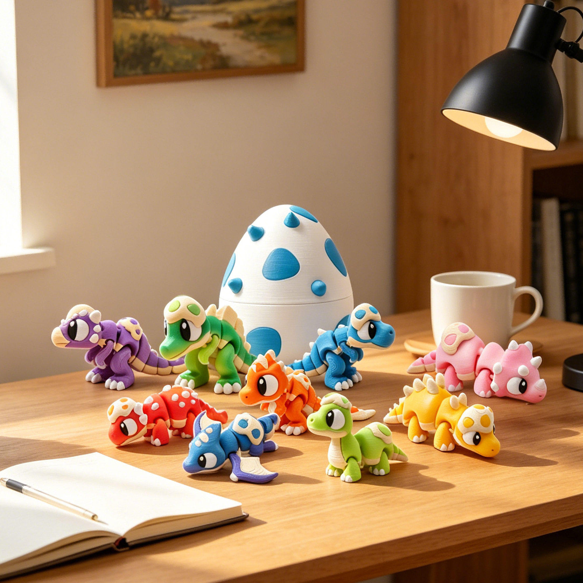 9PCS 3D Printed Mini Dinosaur Figurine Set With Dinosaur Egg & Storage Box, Articulated Dinosaur Collection, Desk Decor Display Gift Set — image 4
