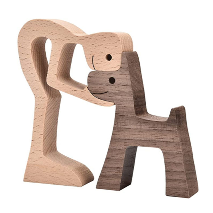 Escultura de Madera para Decoración de Hogar con Perro y Dueño - Regalo de Navidad para Amantes de los Animales — imagen 47