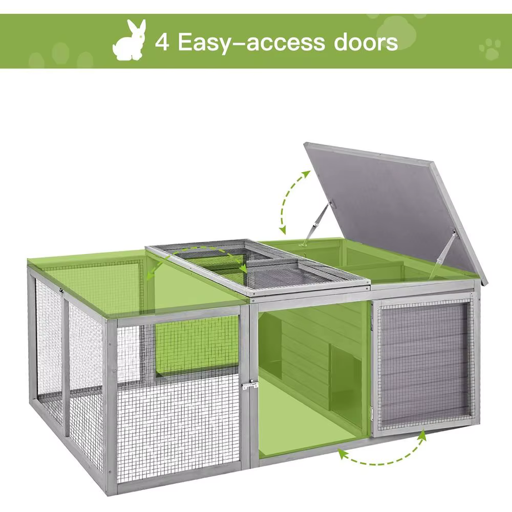 Rabbit Hutch Indoor, Bunny Cage Outdoor, Small Animal House with Large Run — image 2