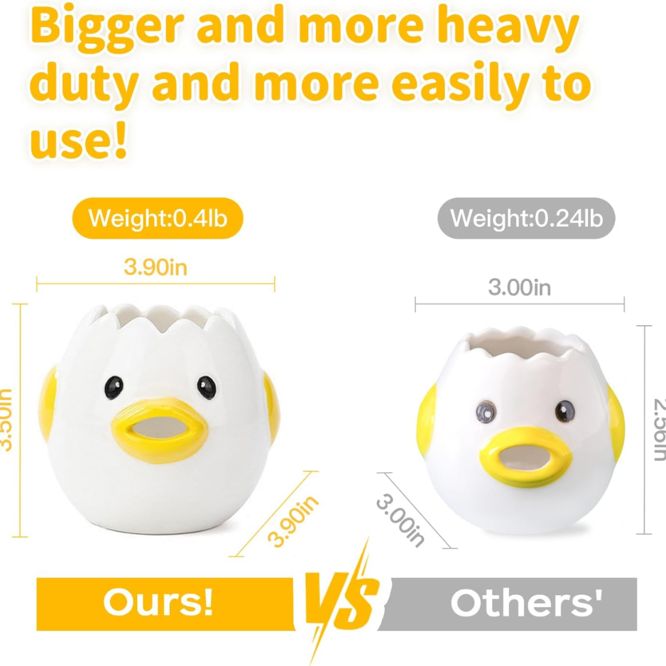LuoCoCo Novelty Ceramic Chicken Egg Yolk Separator Cute Vomiting Egg White Filter & Baking Tool Yellow — image 4