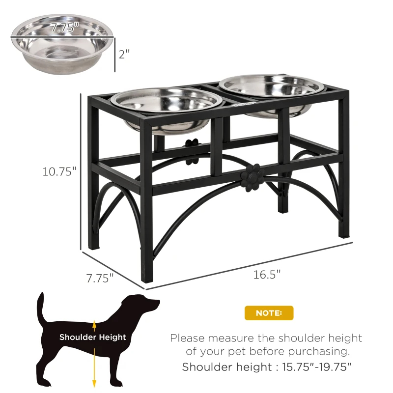 Double Stainless Steel Heavy Duty Dog Food Bowl Elevated Pet Feeding Station — imagen 9