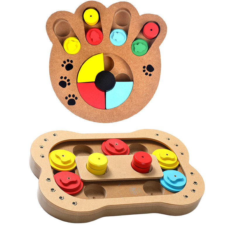 Pet Dog Puzzle Toy Bone Paw Print New Wooden Toy Feeding Multifunctional Pet Toy — image 2