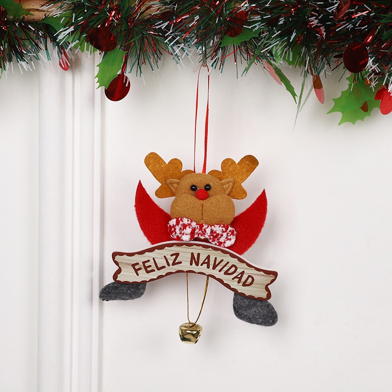 New Christmas Pendant Cute Cartoon Santa Claus Elk Decoration Christmas Tree Bell Pendant — image 3