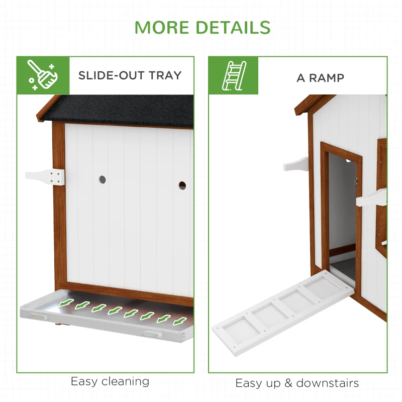 Gallinero de 47", Casa de Madera para Gallinas Elevada, Conejera con Techo Impermeable, Nido y Asas para 3-5 Gallinas, Jaula Portátil para Aves de Corral en el Patio — imagen 11