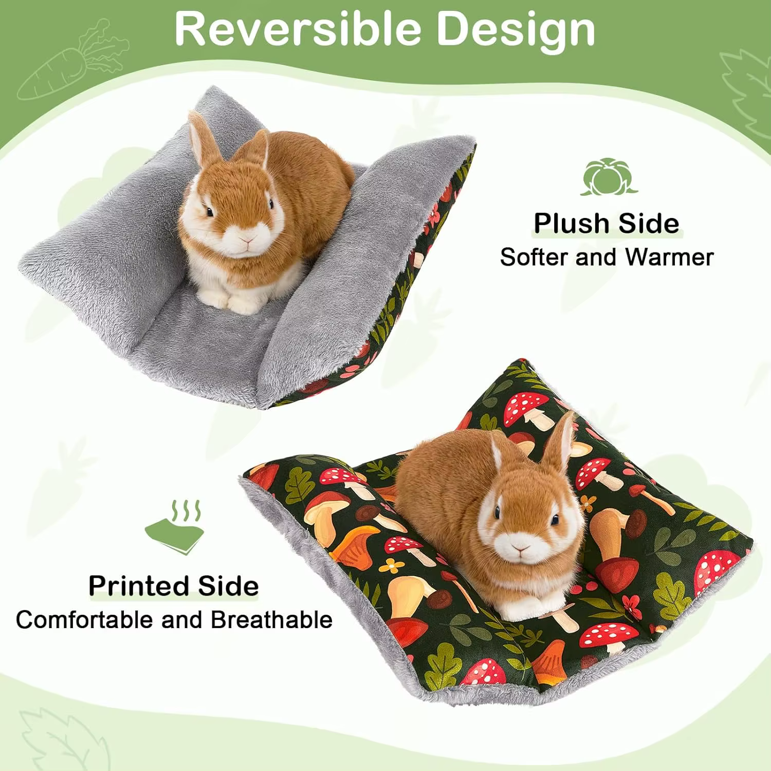 Manta de Cama para Conejos Espesa y Suave Colchón de Pecho Lavable para Conejo Doble-Facial Plush para Pequeños Animales Acoledoras — imagen 4