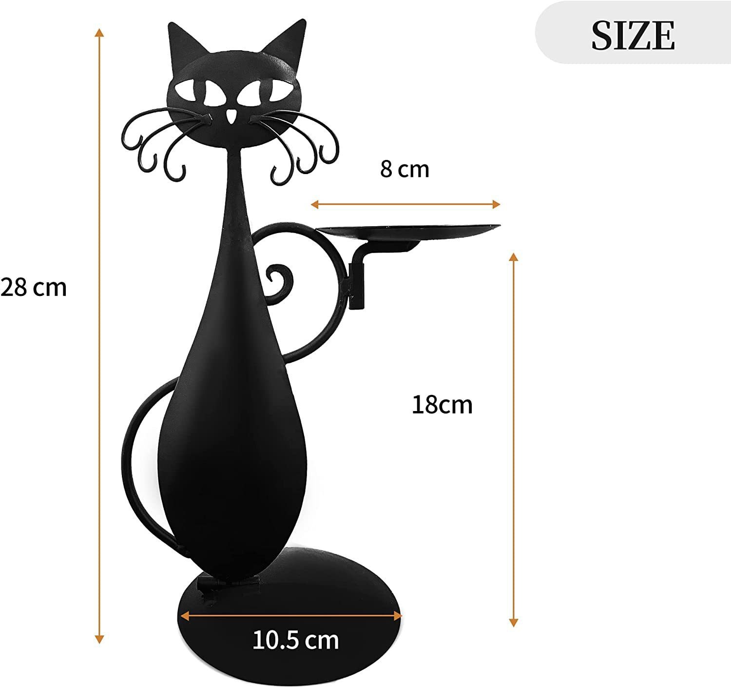 Candilera de Gato Negro - Decoración Rústica Retro para Hogar Rural con Metal — imagen 4