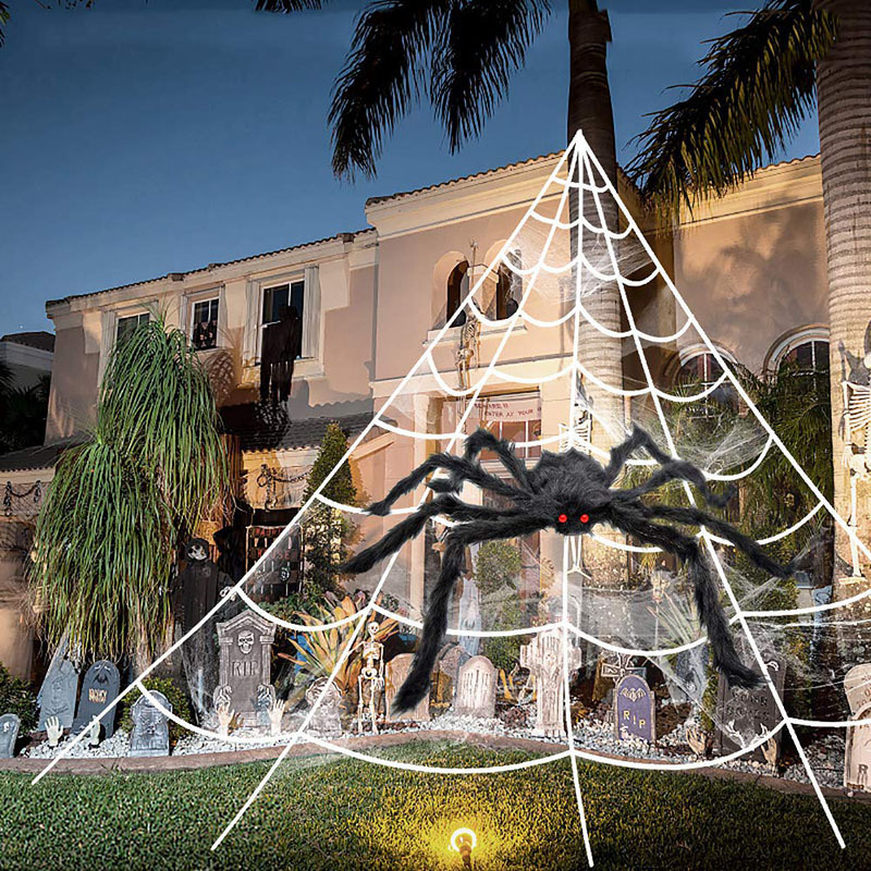 Halloween New Spider Web Triangular Net Simulation Oversized Plush Spider Ghost Festival Indoor And Outdoor Decorative Props — image 1