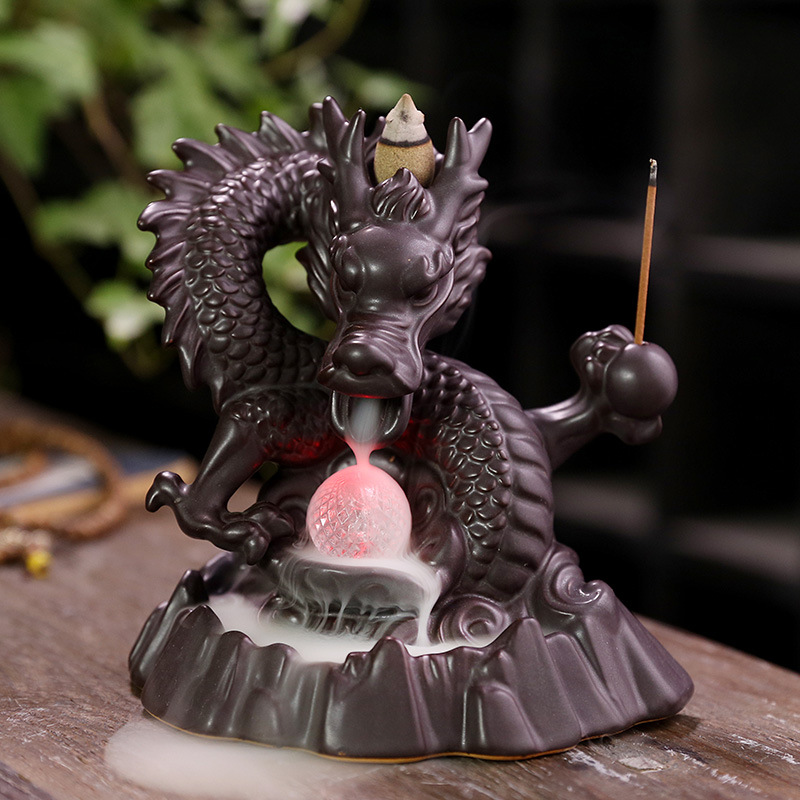 Dragón Cerámico de Fuego de Agua con Luz LED y Incienso de Sándalo para Decoración Hogareña — imagen 6