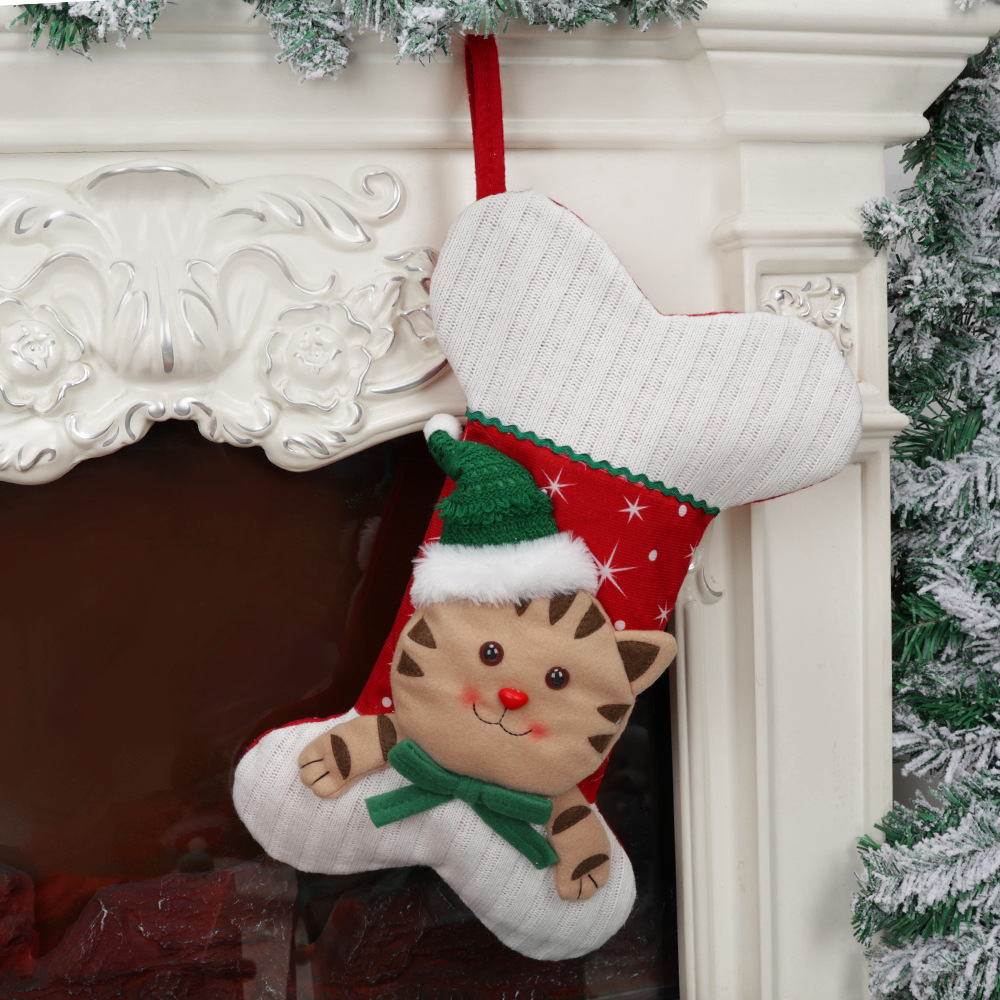 Christmas Day Decorative Socks Creative Cartoon Cat Dog Pattern Bone Socks Christmas Tree Hanging Decoration Holiday Supplies — image 5