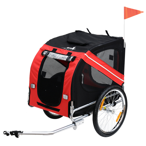 Remolque de bicicleta Aosom para perros, carrito para mascotas, carreta de carga para viajes con 3 entradas, ruedas grandes para todo terreno y malla protectora — imagen 4