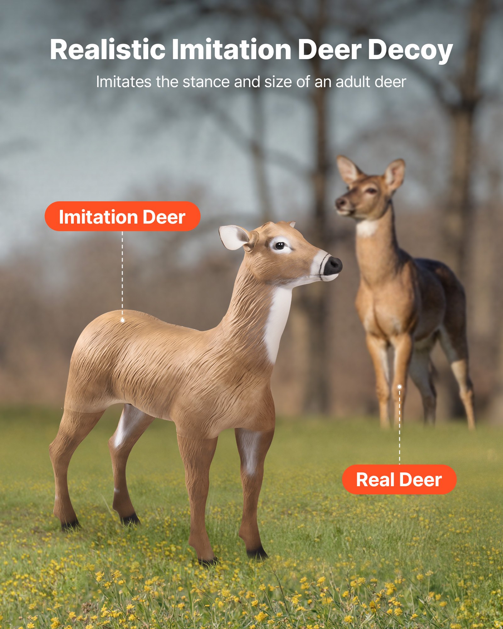Decoy de Cervatgeo para Caza: Decoy Realista de Hembra con Patas Reclinables — imagen 3